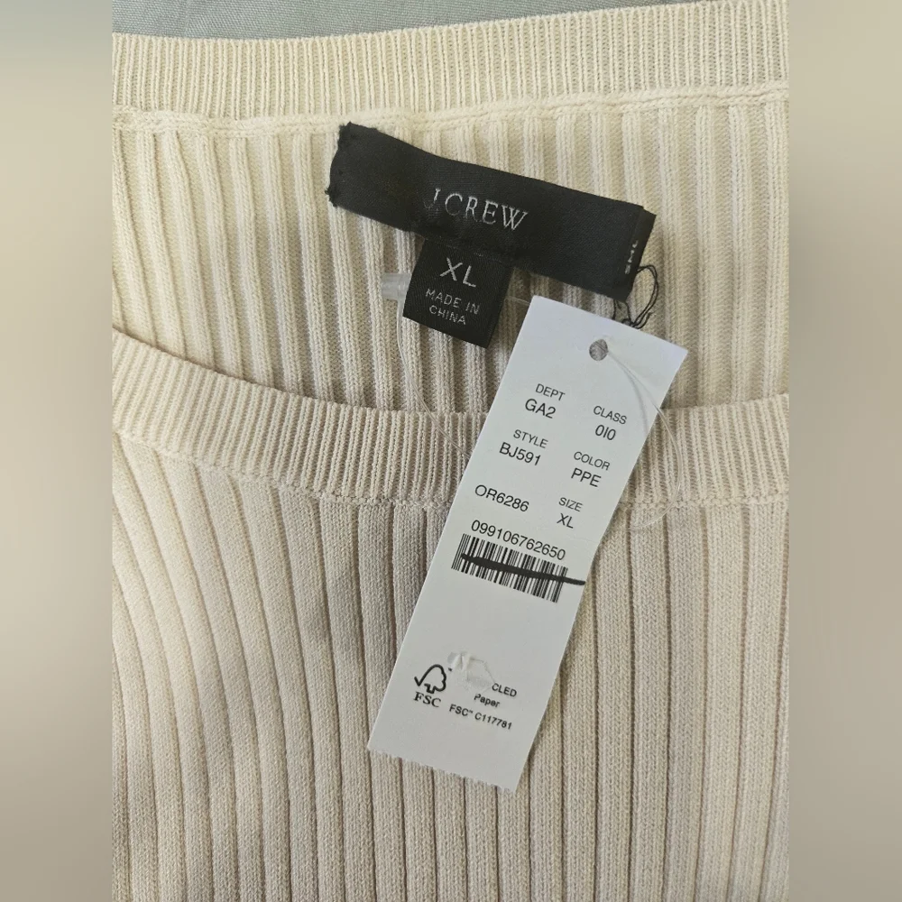 NWT J. Crew Supersculpt Ribbed Sweater T-shirt Size XL
